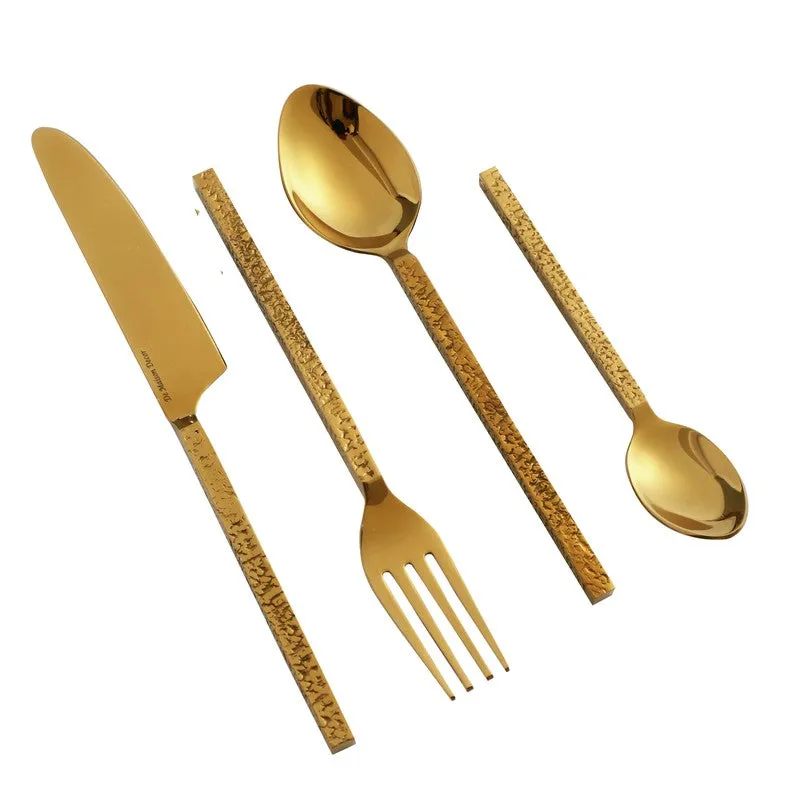 Silvora Stainless Steel Cutlery Set (Gold) - Twenty Four Piece Set media 3
