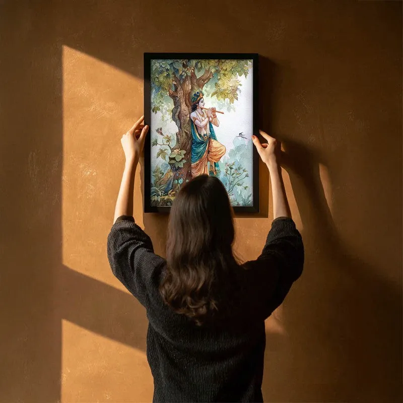 Sri Krishna Charming Fluit Playing Archival Paper Wall Art media 6