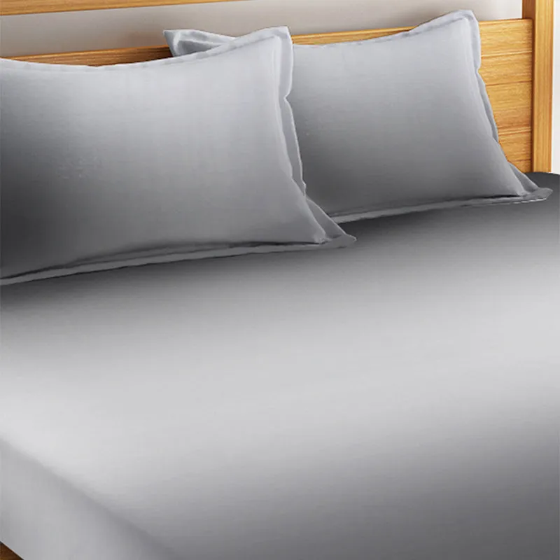 Silas Solid Cotton Bedsheet (Grey) - 210 TC media 5