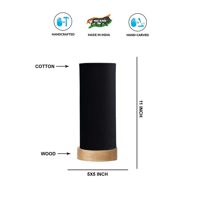 Nyra Tower Wooden Table Lamp - Black,Brown media 8