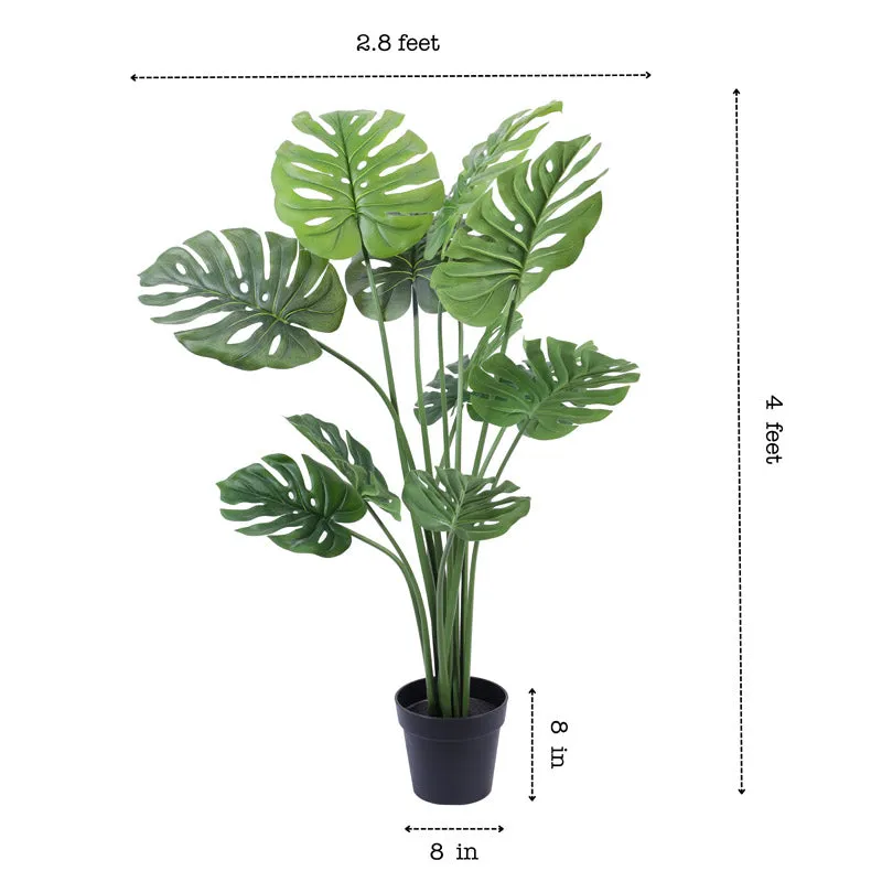 Artificial Realistic Monstera Plant With Black Plastic Pot - 3.9 Feet media 8