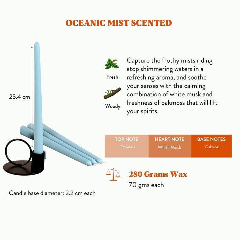 Set of 4 Powder Blue Tapered Candles - Oceanic Mist Scented media 5