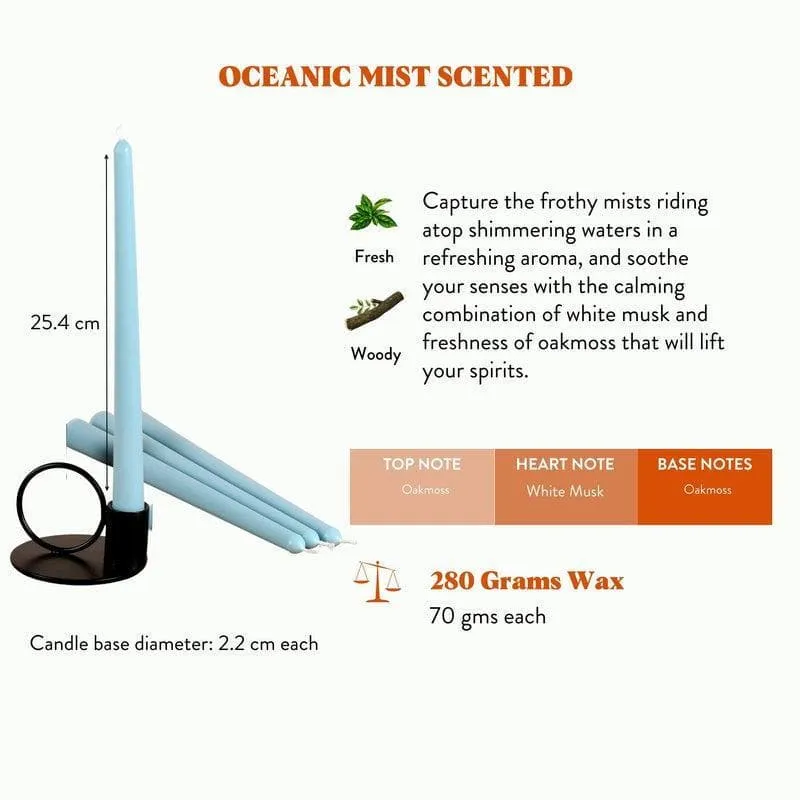 Set of 4 Powder Blue Tapered Candles - Oceanic Mist Scented media 5