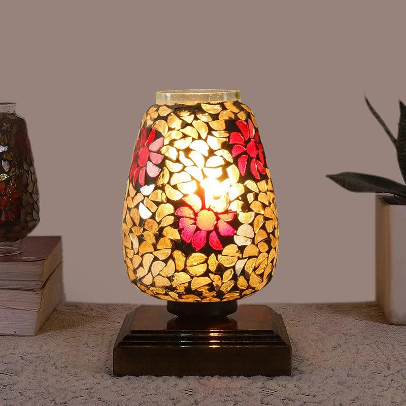 Veloura Mosaic Glass Table Lamp With Wooden Base - Multicolor media 3