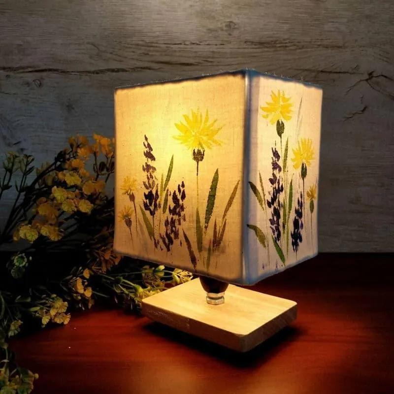 Daylily Bloom Handpainted Fabric Table Lamp - Multicolor media 1