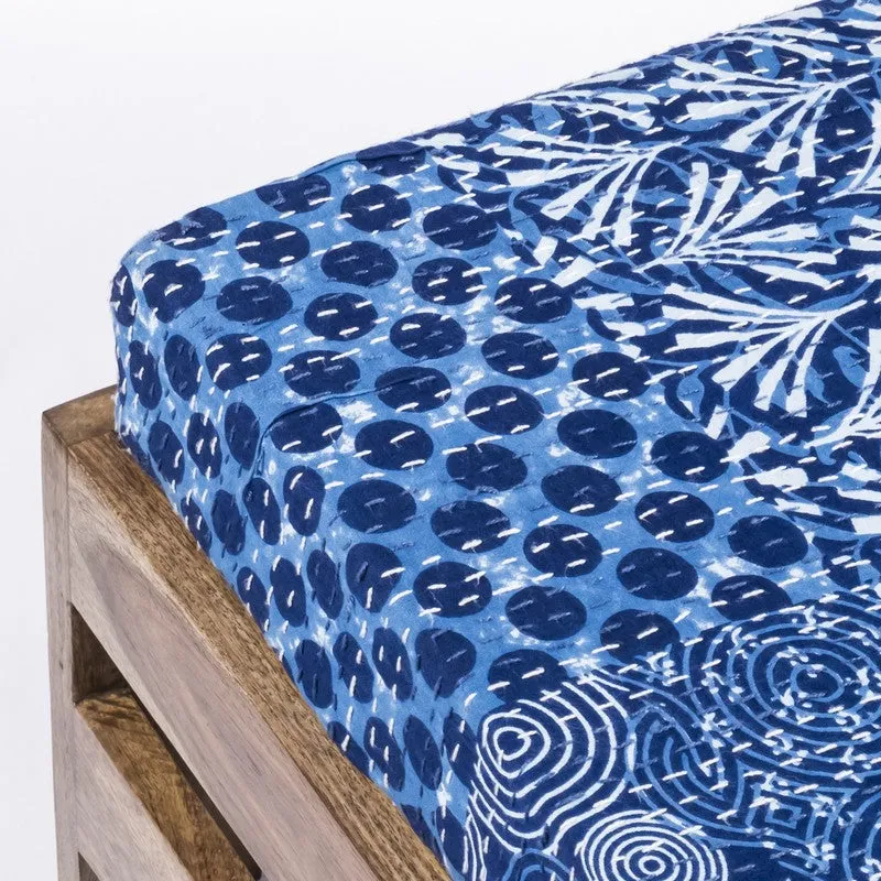Lirox Sheesham Wooden Bench with Stool (Blue) - Two Piece Set media 6