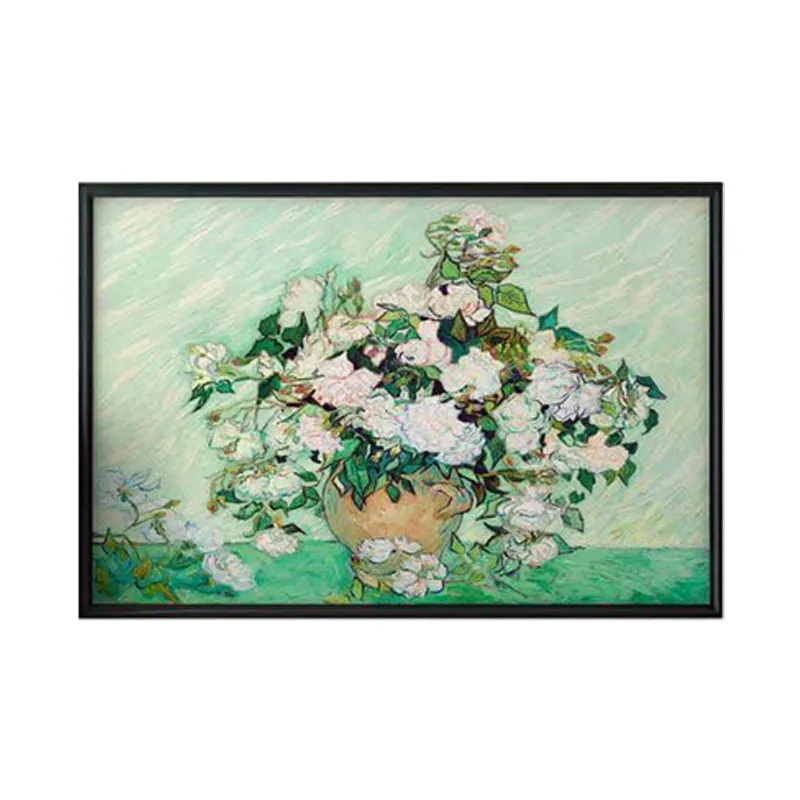Canvas Painting Of Roses By Vincent Van Gogh - Black Frame media 6