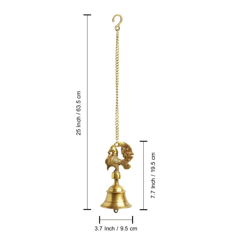 Mayura Kala Hand-Etched Brass Hanging Bell media 7