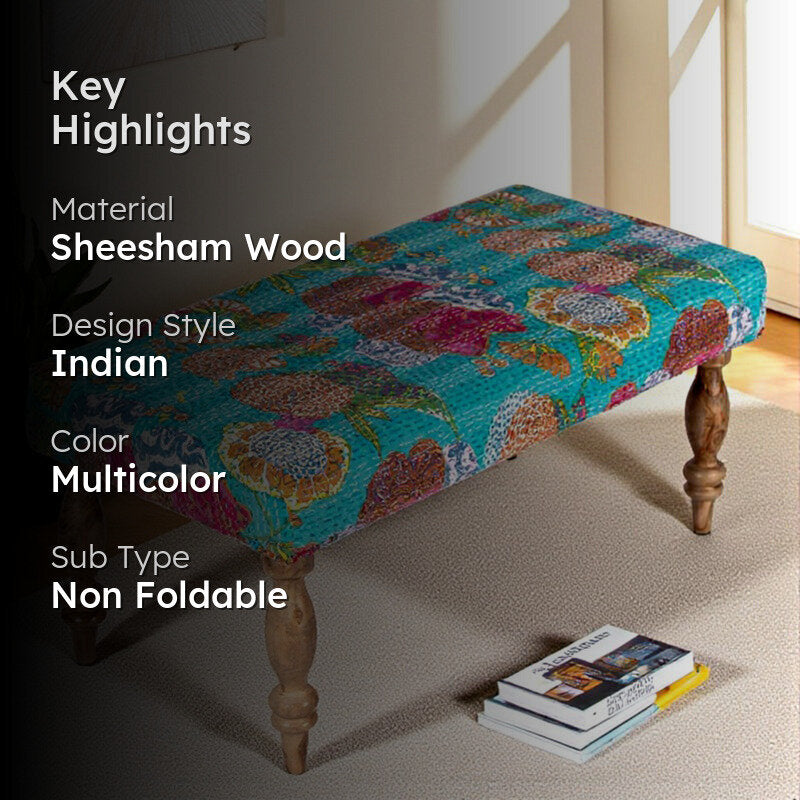 Daxen Sheesham Wooden Bench - Multicolor media 2
