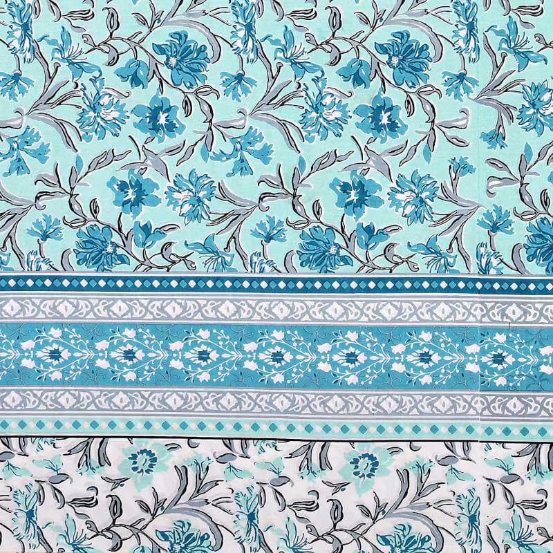Folk Floral Fiesta Cotton Bedsheet (Blue) - 180 TC media 4