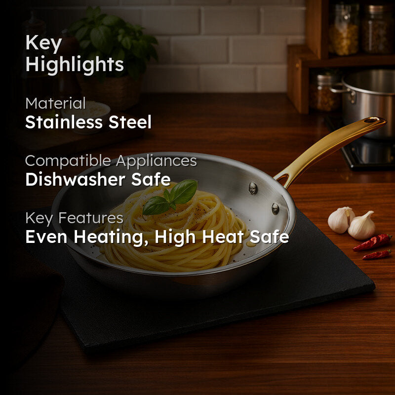 Solara Brewora Stainless Steel Frying Pan with Handle - 22 CM media 2