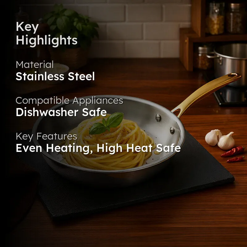 Solara Brewora Stainless Steel Frying Pan with Handle - 22 CM media 2