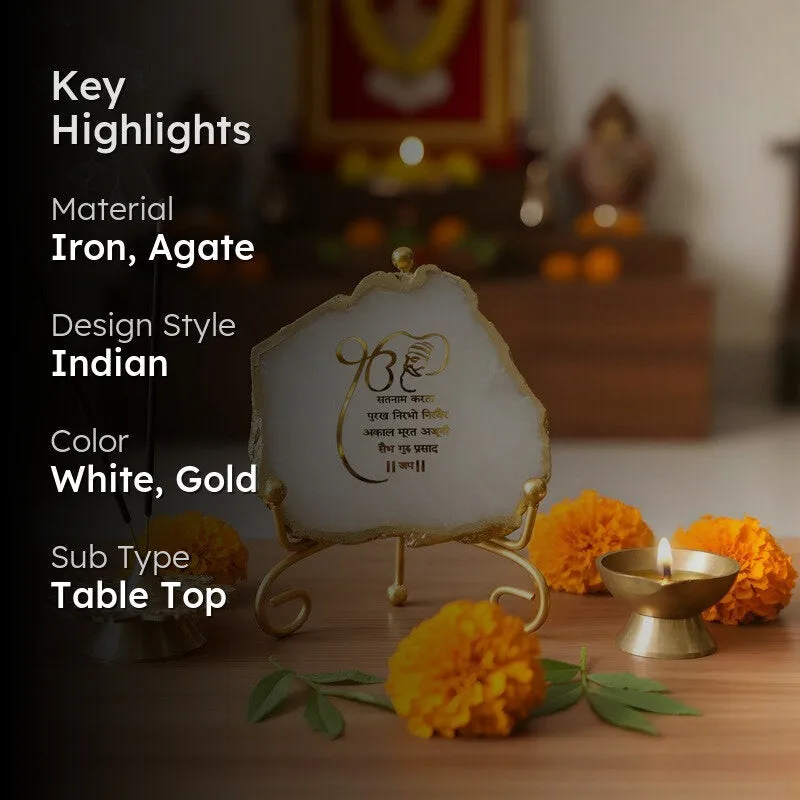 Krishna Blessing Aura Agate Showpiece With Stand - White media 2