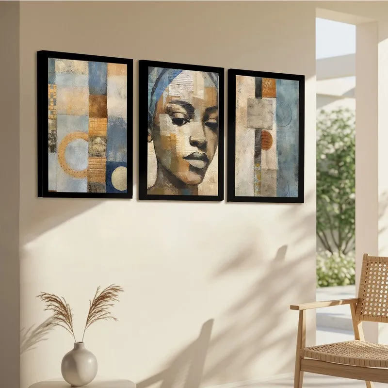 Artistic Soul Paper Wall Painting With Frame - Set Of Three media 6