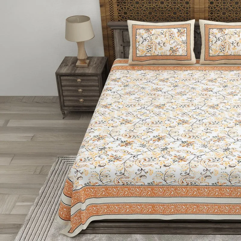 Desily Cotton Bedsheet (Yellow,Orange) - 240 TC media 3