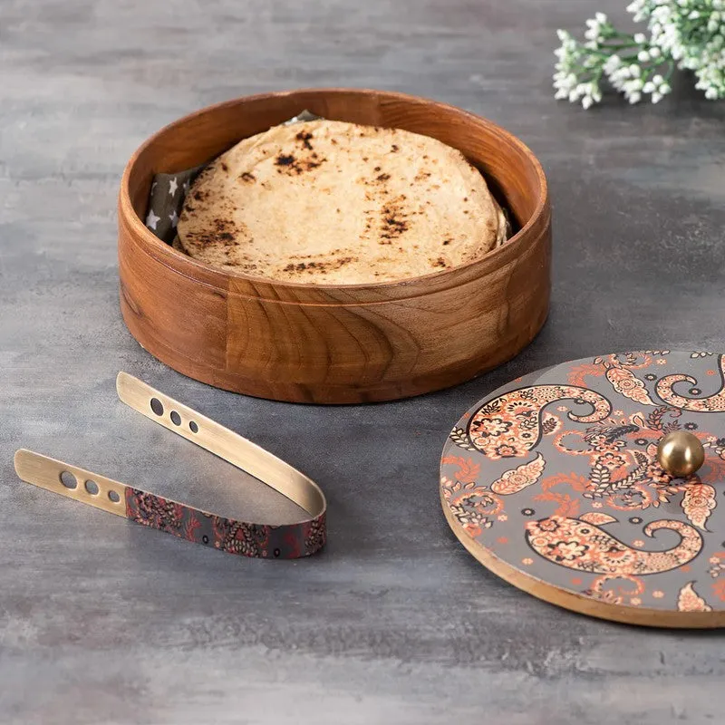 Clayra Teak Wood Round Masala Box - Three Piece Set media 4