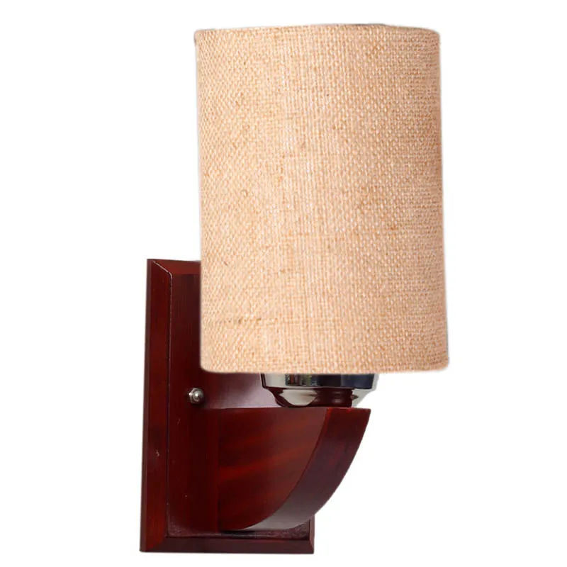 Buff Cylindrical Wooden Wall Lamp media 5