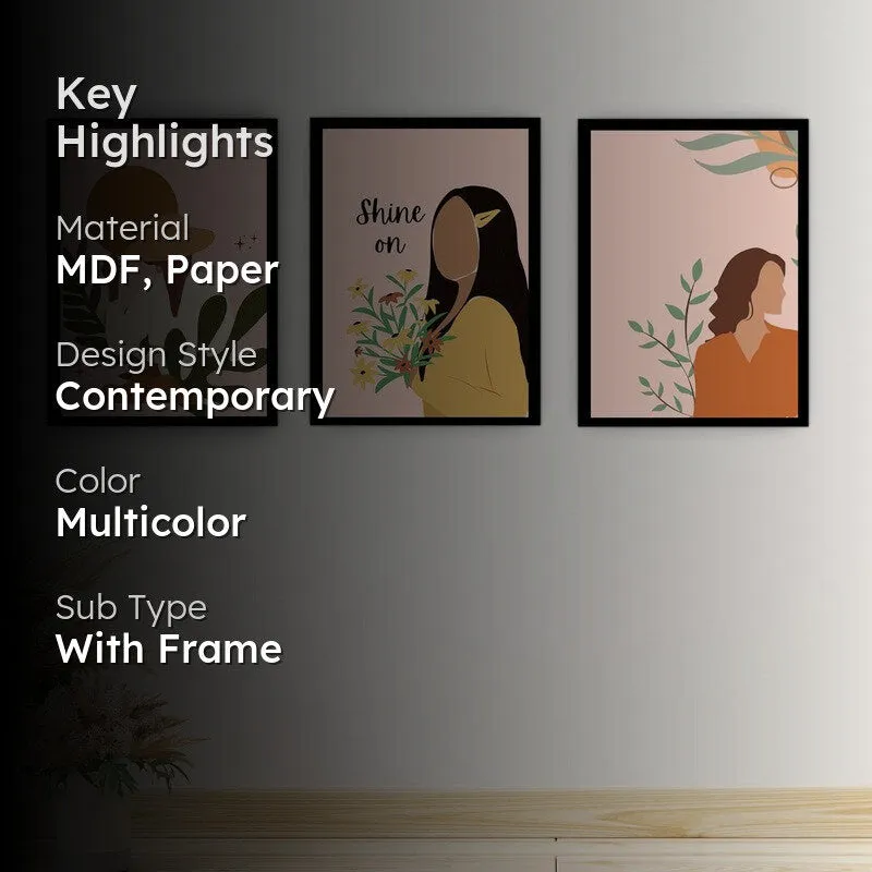 Sunlit Muse Paper Wall Painting With Frame - Black media 2