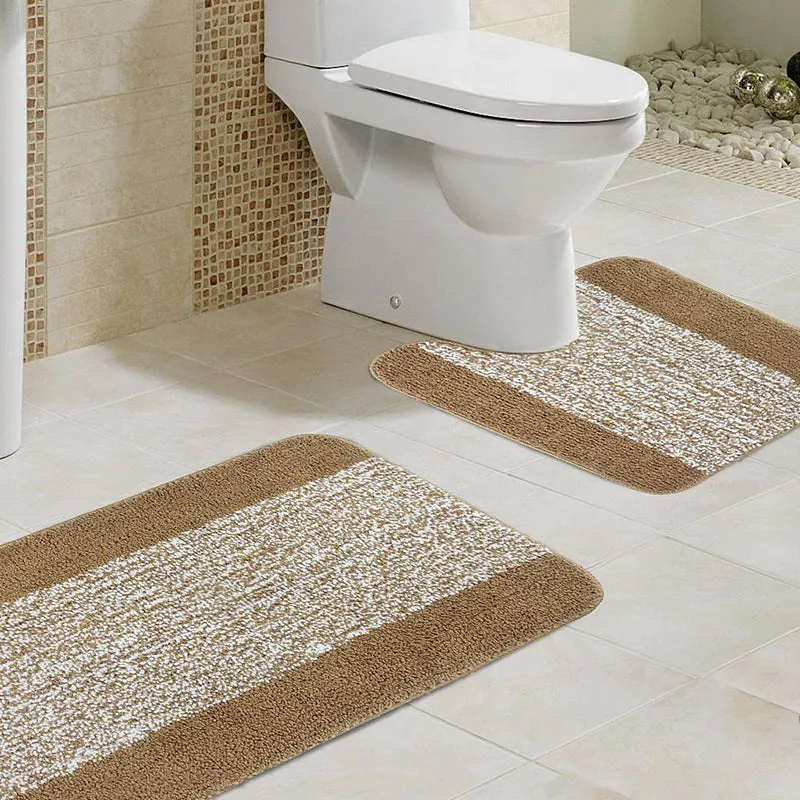 Marvis Anti Skid Bath Mat & Contour Mat (Beige) - Six Piece Set media 1