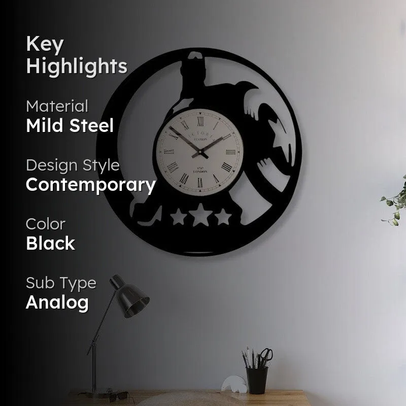 Captain America Steel Analog Wall Clock - Black media 2