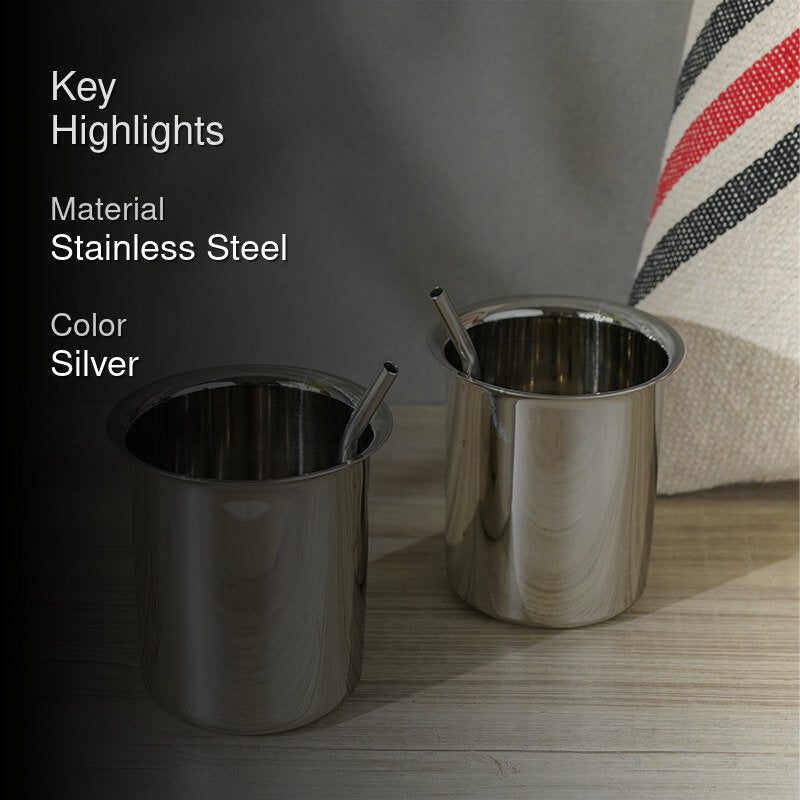 Altomer Stainless Steel Tumbler With Straw (225 ML) - Set Of Two media 2