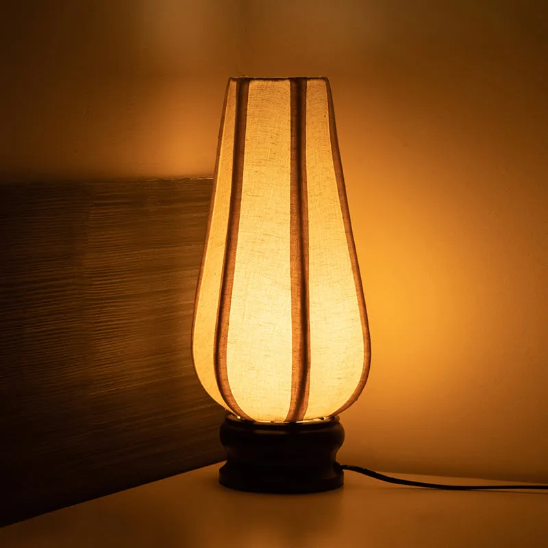 Ashru Handcrafted Mango Wood Table Lamp - Black,White media 1