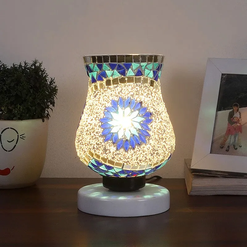 Skylune Mosaic Glass Table Lamp With Wooden Base - Multicolor media 3