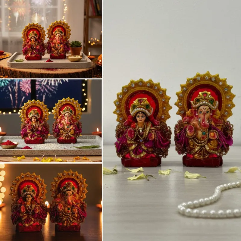 Divinora Terracota Lakshmi Ganesh Idols - Set of Two media 3