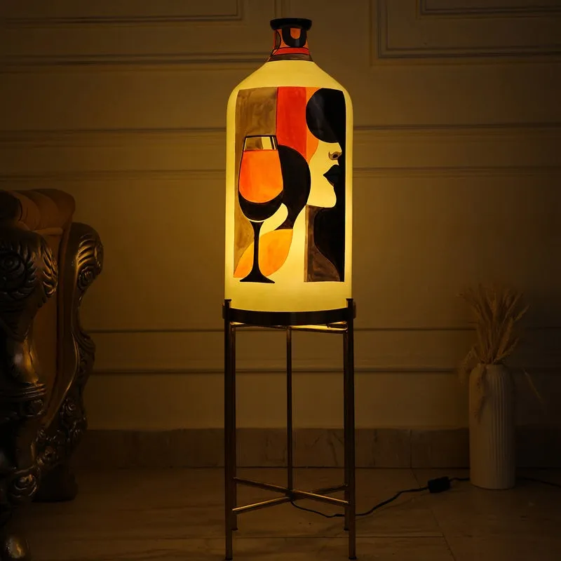 Drink'o Clock Hand Painted Glass Floor Lamp With Stand media 1