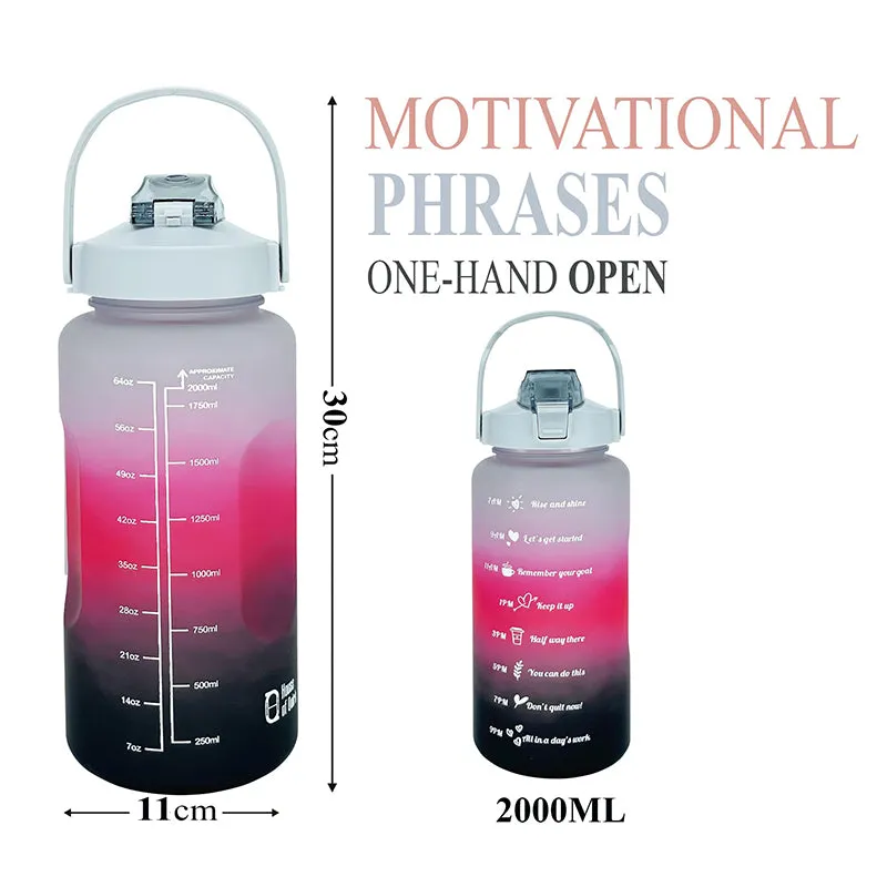 Ombre Sip Water Tumbler With Straw & Stickers (Black,Pink) - 2 L media 6
