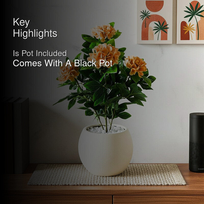 Faux Everlasting Hydrangea Plant With Black Plastic Pot (Bright Yellow) - 76 cm (2.5 ft) media 2