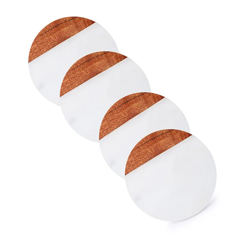 Celestria Round Marble & Wood Coaster - Set Of Four media 3