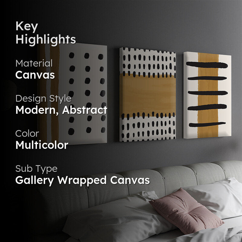 Kranis Abstract Canvas Wall Painting - Set Of Three media 2