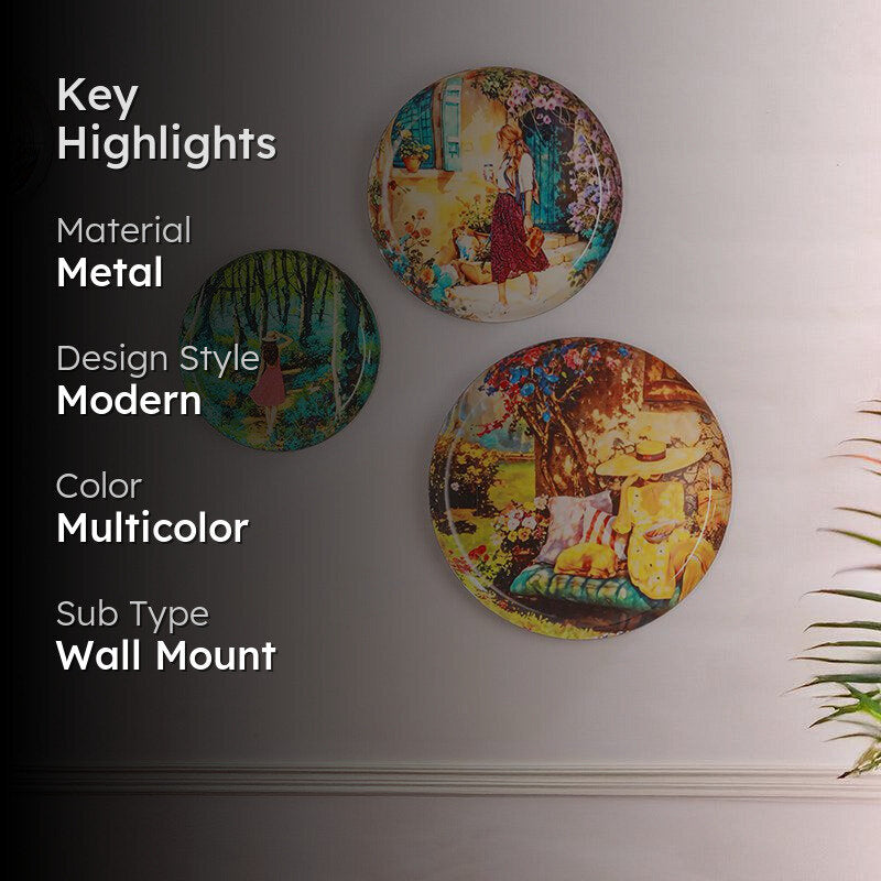 Hybern Printed Metal Wall Plate - Set Of Three media 2