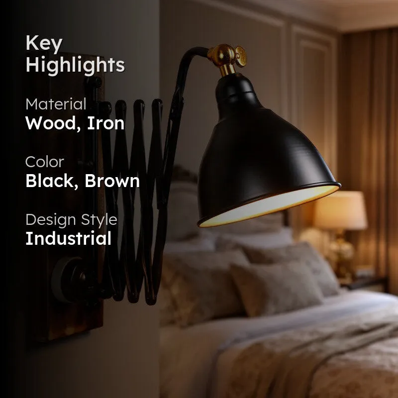 Lumen Wooden & Iron Wall Lamp media 2