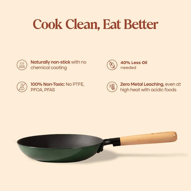 Cumin Co Enamel Cast Iron Frying Pan (Green) - 2500 mL media 8