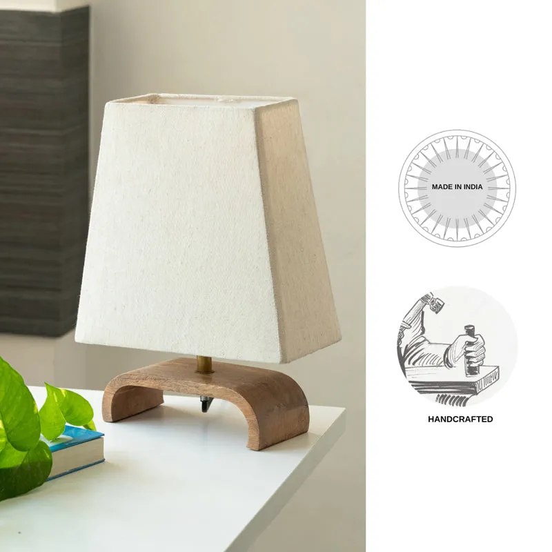 Navitha Handcrafted Mango Wood Table Lamp - Brown,White media 6