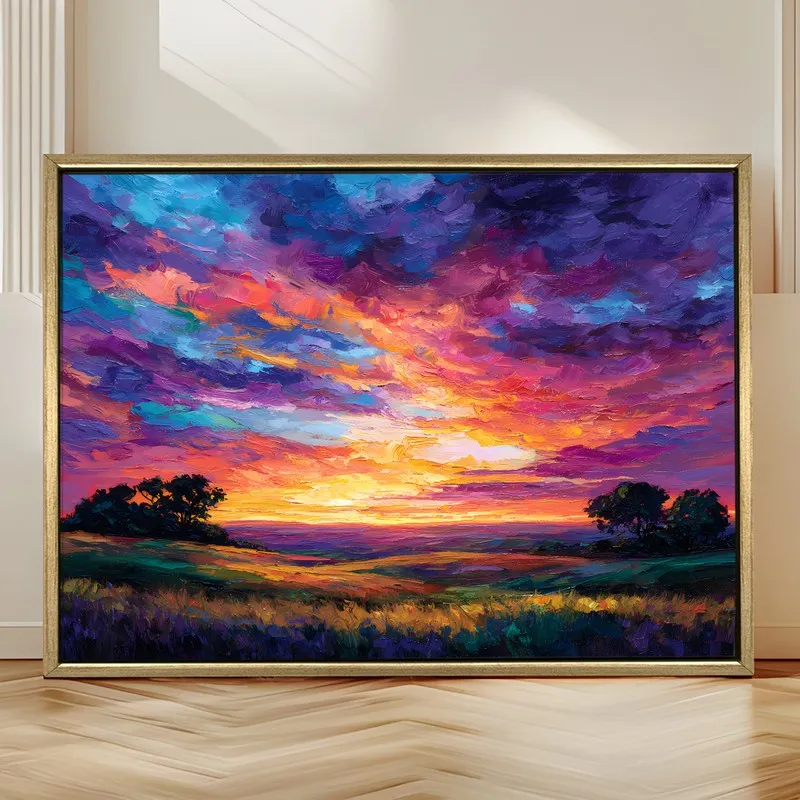 Sunfire Glow Canvas Wall Painting With Frame media 4