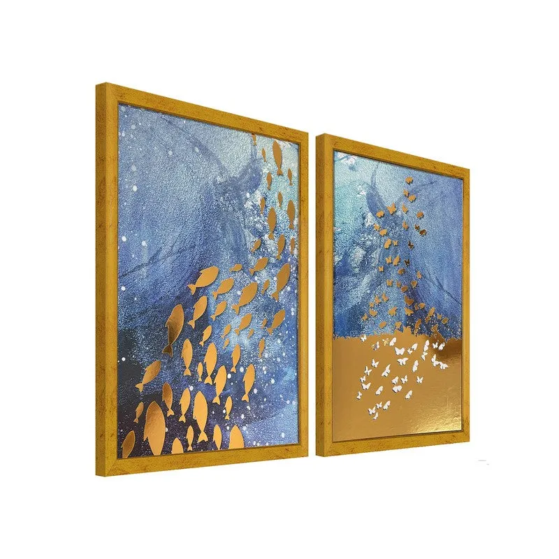 Golden Horizon Butterfly Wall Art Frame - Set of Two media 3