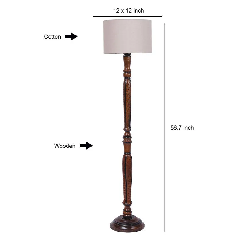 Biya Vintage Wooden Floor Lamp - Grey media 6