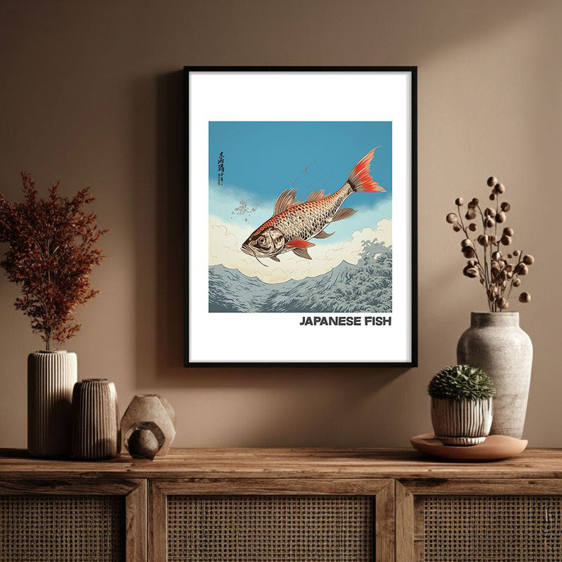 Japanese Fish Archival Canvas Wall Art - Black Frame media 3
