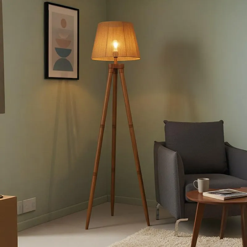 Nordic Tripod Acacia Wood Floor Lamp - 1