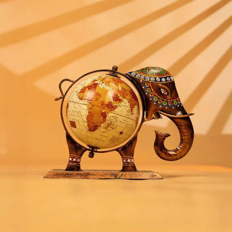 Artisan Elephant Globe Iron Showpiece media 5