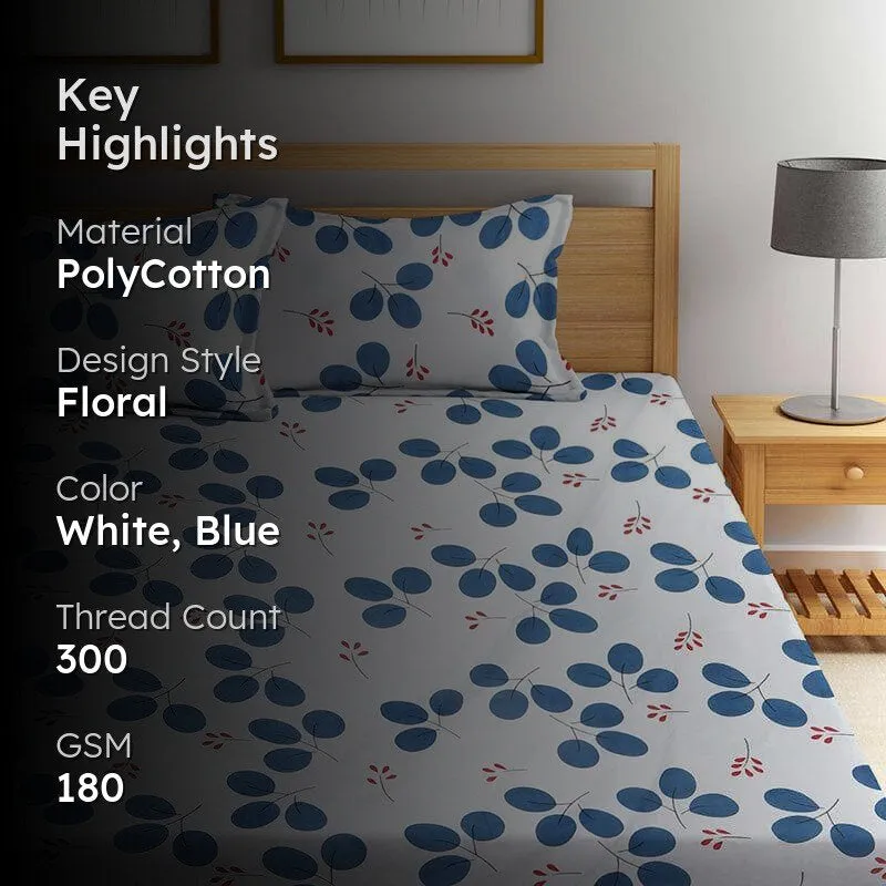 Clara Charm Bedsheet (Blue) - 180 GSM media 2