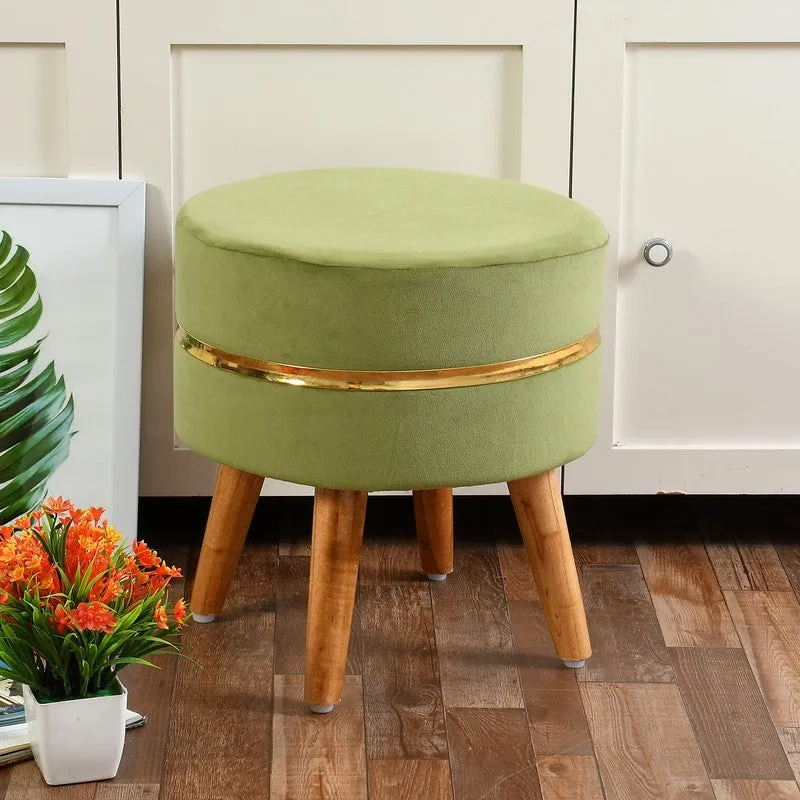 Classic Solid Velvet Ottoman - Green media 1