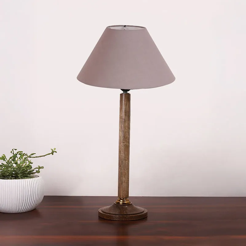 Glow Mesa Table Lamp With Wooden Base - Grey,Brown media 3