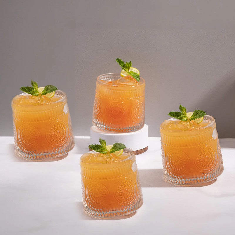 Clearo Whiskey Glasses (Transparent,350 mL Each) - Set Of Six