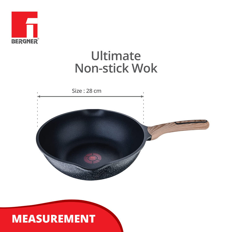 Bergner Ultimate ILag Marble Non-Stick Wok (Grey) - 4600 ML media 8