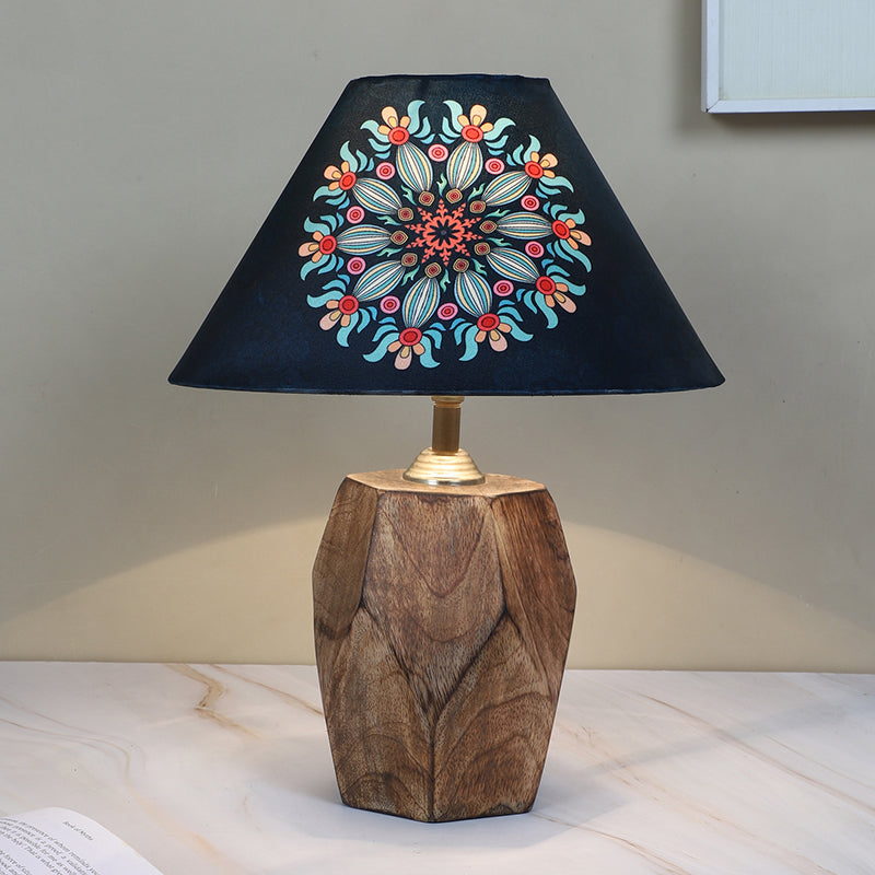 Toile Printed Mango Wood Table Lamp - Multicolor