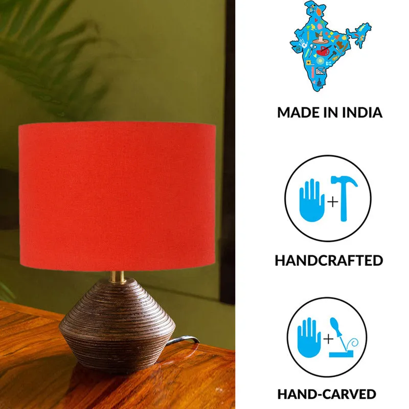 Yami Wooden Table Lamp - Brown,Orange media 5